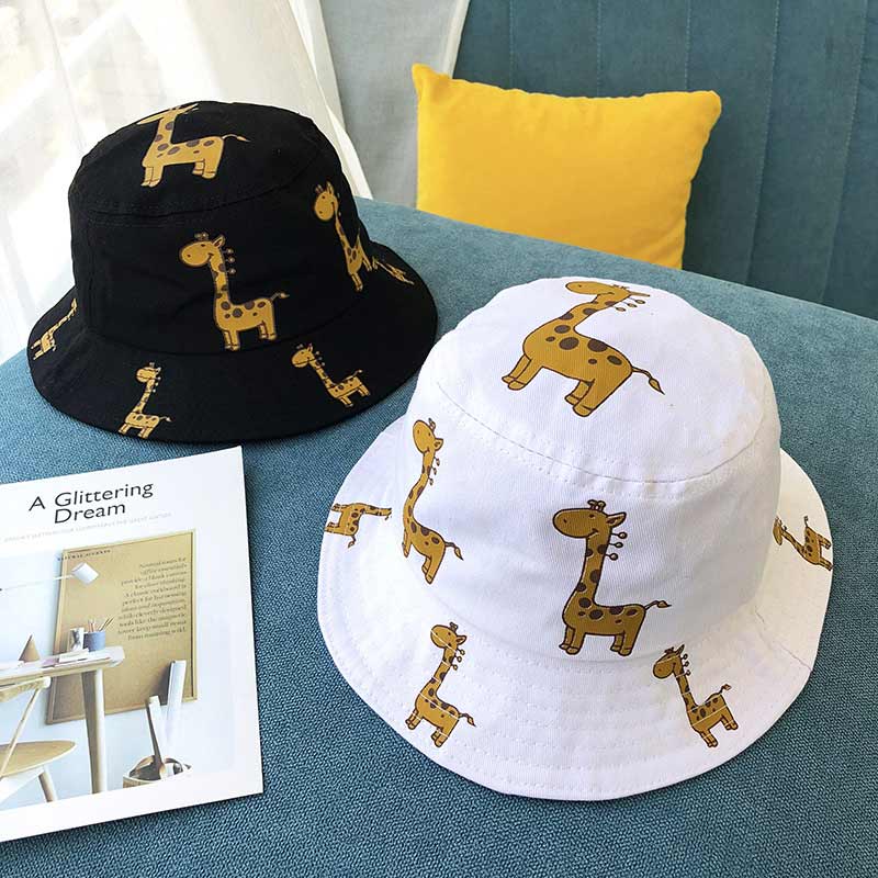 Modern Children's Bucket Hats Cartoon giraffe Sun Hat Girls Boys Outdoor Beach Hat Camping Fishing Cap For Girls and Boys