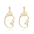 Handmade Abstract Art Earrings Gold Color Hand Palm Face Crystal Dangle Earrings For Women