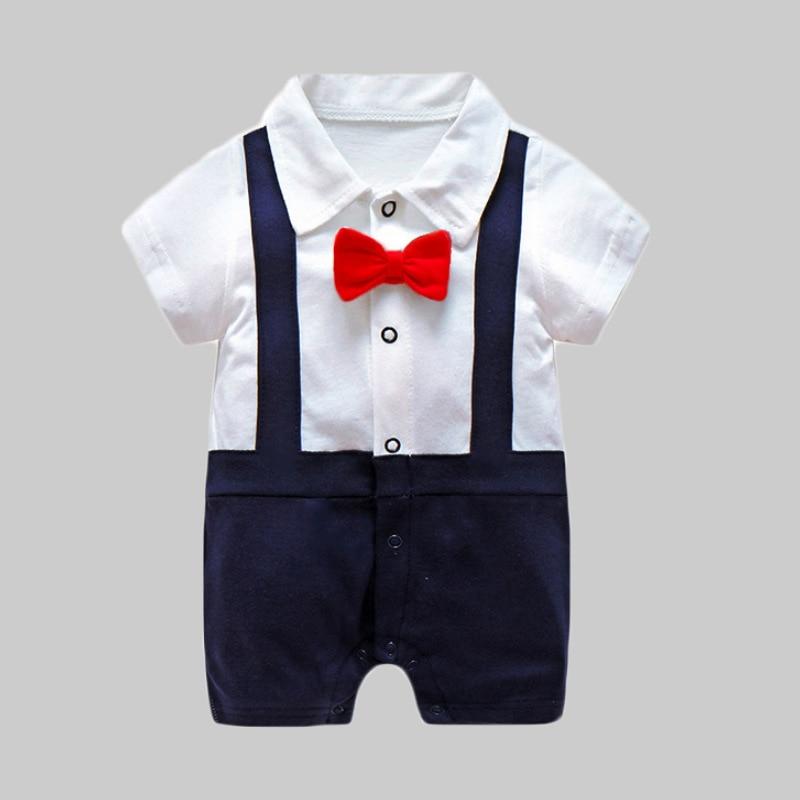 Modern Luxury New Born Baby Summer Gentleman Rompers for Baby Boys Cotton Jumpsuit 0-12M