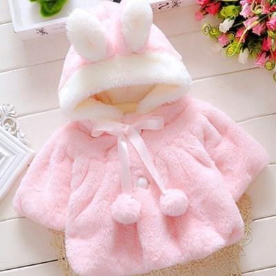 Luxury High Quality Baby Girls Coat Winter Spring Baby Girls Princess Coat Jacket Rabbit Ear Hoodie Casual Outerwear for Baby girl