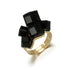 Modern Antique Gold Black Rhinestone Opening Finger Rings Set for Women With Earrings in Elegant Stone Deisgn