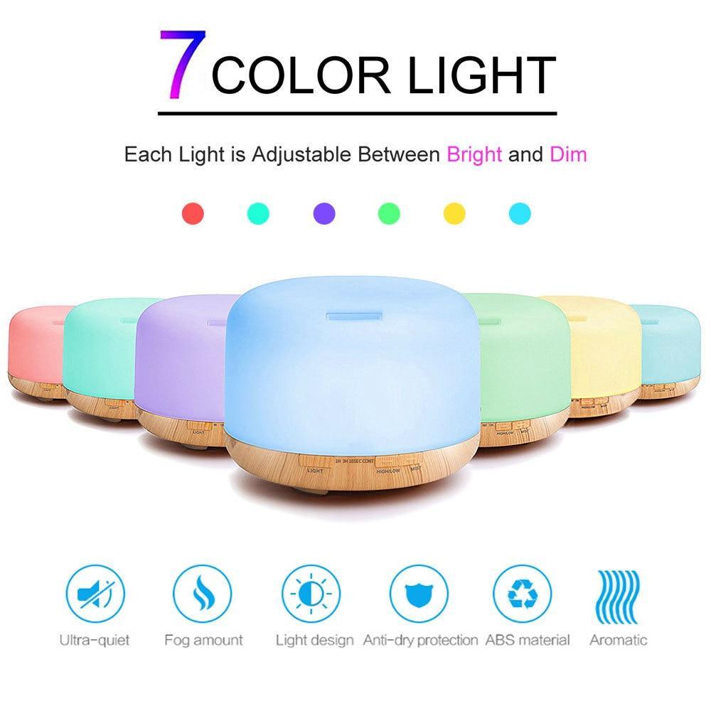 Air Humidifier Essential oil diffuser 300ML 500ML Ultrasonic Cool Mist Maker Fogger Humidifier LED Lamp Aroma Diffuser Electric  Aromatherapy Diffuser umidifier Aroma Essential Oil Diffuser with 4 Timers 2 Misting Modes Waterless Auto Off