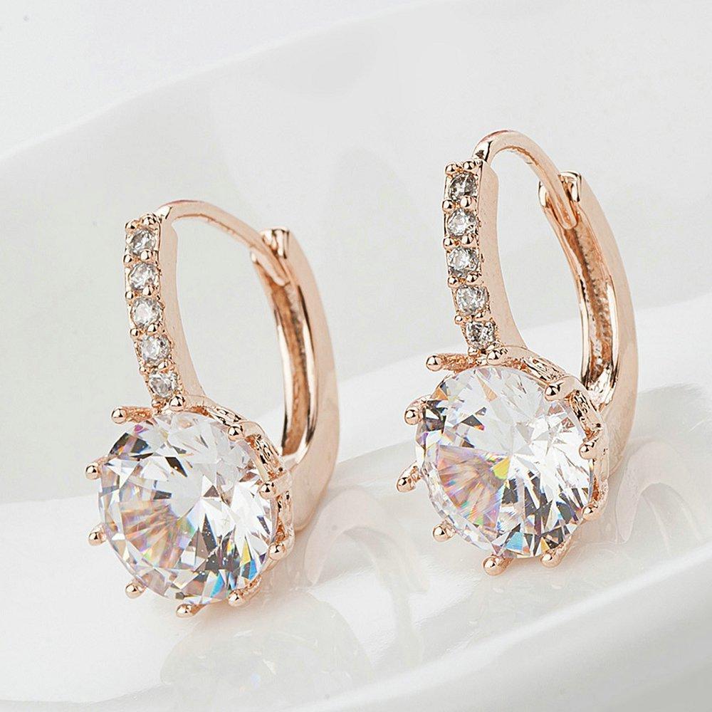 Elegant Vintage Earrings Luxury Rose Gold Crystal Modern Bling Drop Earrings for Women Girls Christmas  Wedding Jewelry