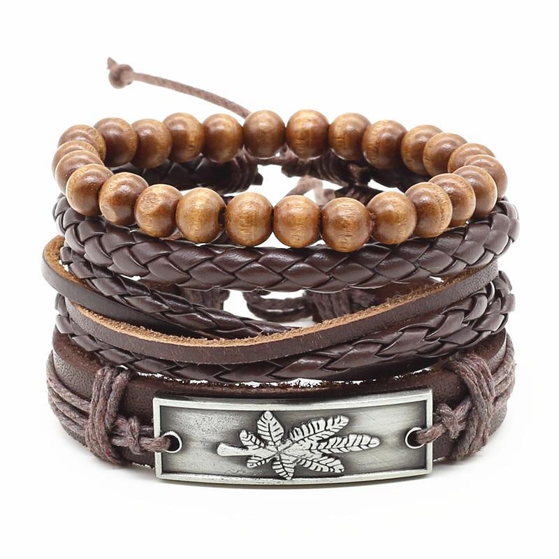 Handmade Modern Fashion New Luxury Wood Bead Charm Amazing Premium Leather Elegant Bracelet For Women