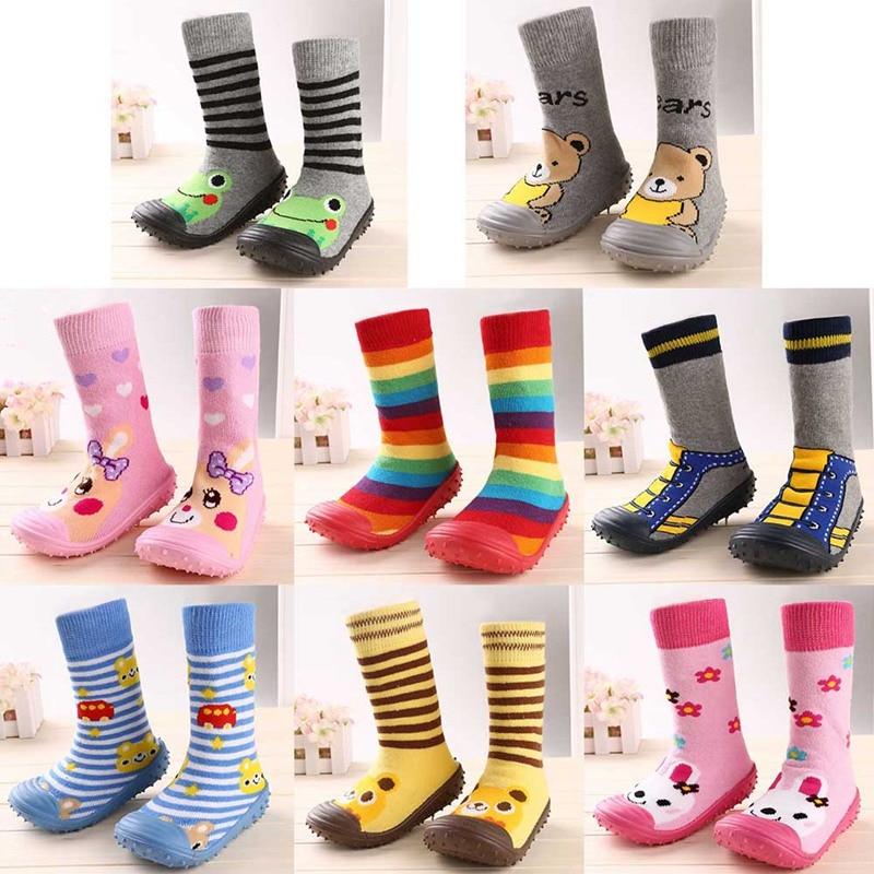 Newborn Baby Boys/Girls Socks With Anti-Slip Soft Rubber Soled Outdoor Foot Socks Animal Carton Floor Booties Socks For Kids