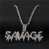 New Modern Trendy Savage Letter Elegant Necklace And Luxury Pendant Shiny Ice Out Link Chain Amazing Necklace With Tennis Chain Choker Hip Hop Jewelry For Men And Women