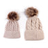 2Pcs Modern Mother & Baby Child Warm Winter Beanie Fur Pom Hat Crochet Ski Cap For Winter