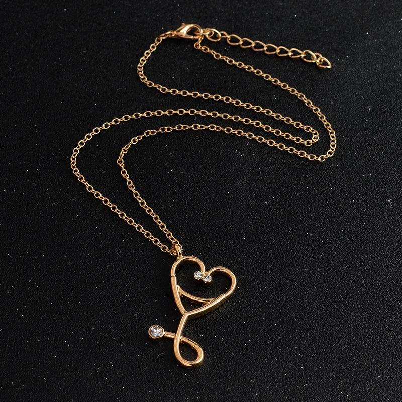 Cool Stethoscope Necklace Modern Heart Stethoscope Pendant Elegance With Rhinestone Necklace Doctor Nurse Graduation Medical Gift