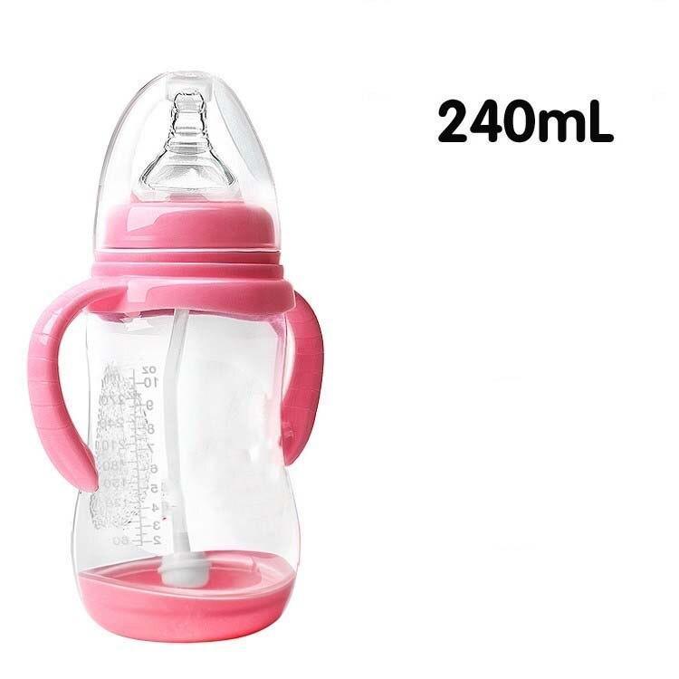 Baby Safe Plastic BPA Free Anti-colic Baby Milk Water Juice Bottle with Straw for Infant Feeding For Kids