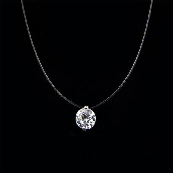 Popular Female Transparent Luxury Line Diamond Necklace In Silver Color Invisible Chain for Women In Modern New Style