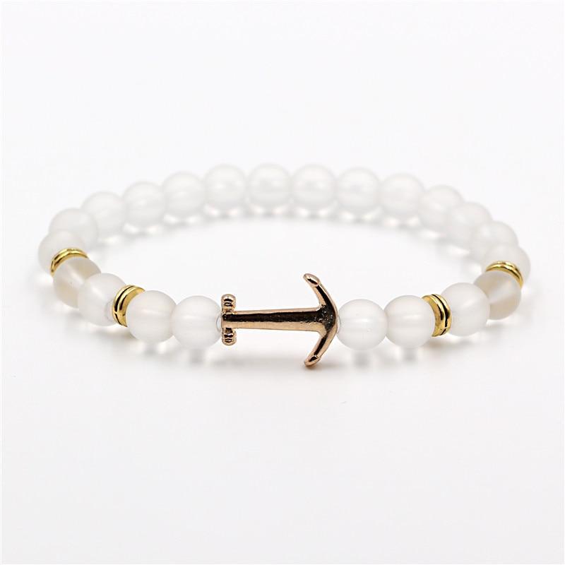 Modern Color Natural Stone Amazing Anchor Elegant Bracelet Nice Arrow White Black Onyx Lava Beads Luxury Bracelets For Women And Men Jewelry