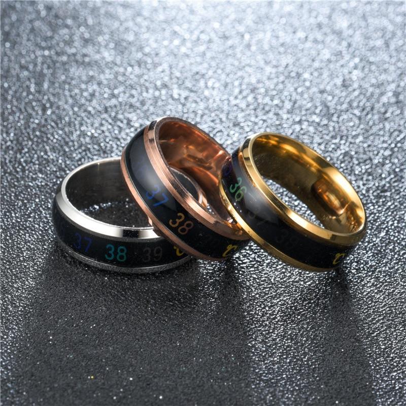 Temperature Ring Titanium Steel Mood Emotion Feeling Intelligent Temperature Sensitive Rings for Women and Men Waterproof Jewelry Style