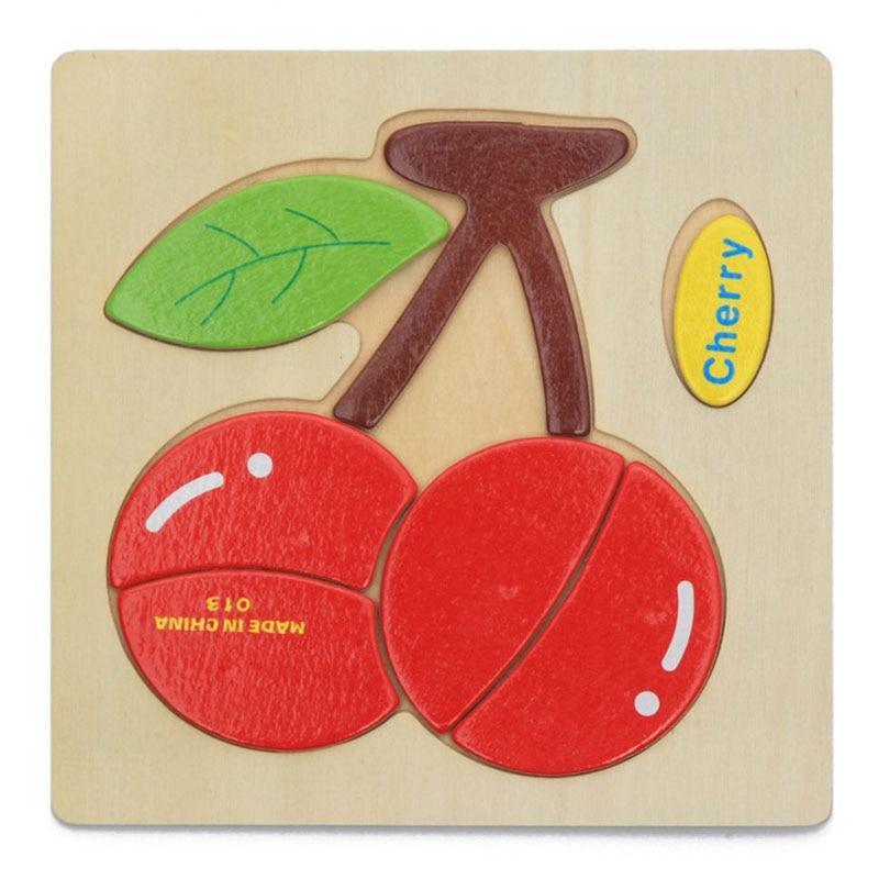 Wooden 3D Stevvex Modern Interesting Baby Learning Puzzles for Children Cartoon Animal Fruit Puzzles Intelligence Kids Children Educational Toy