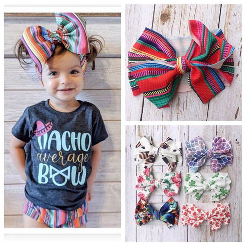 Luxury Mdoern Big Baby Kids Bows Headband Girls Floral Headwrap Elastic Hair Accessories Toddler Knotted for Girls