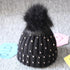 Luxury Baby Kids Pompom Newborn Baby Hat Cap Knitted Warm Hats With Rhinestone for Baby Girl/Boy Beanie Soft Toddler Hat