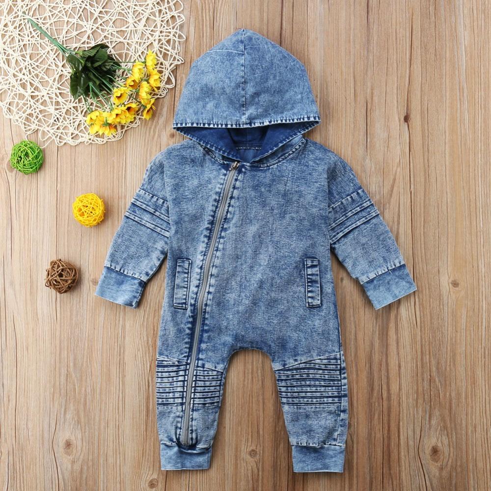 Newborn Infant Baby Boys Long Sleeve Zipper Hooded Rompers Cotton Jumpsuit For Kids In Modern Design