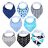 8PCS/SET Comfortable Colorful 100% Organic Cotton Adjustable Snaps Bandana Saliva Bibs For Baby Boys & Girls Kids