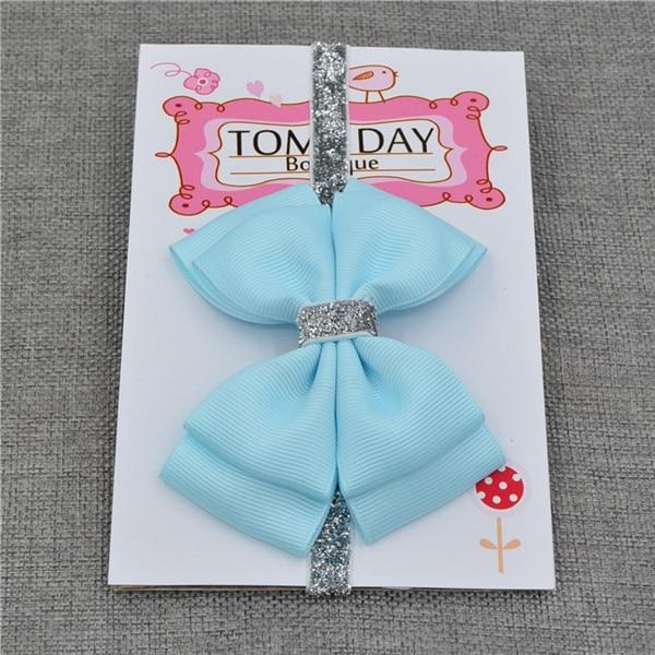 Luxury New Baby Hair Bow Flower Headband Silver Ribbon Hair Band Handmade Hair Accessories Bow for Children