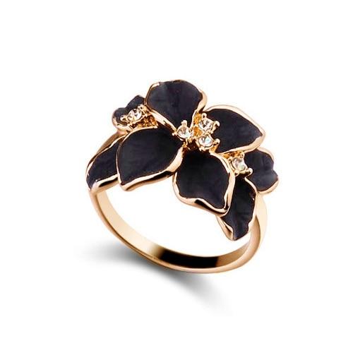 Modern Fashion Rose Flower Enamel Elegant Jewelry Set Luxury Rose Gold Color Black Painting New Bridal Jewelry Sets For Women Wedding