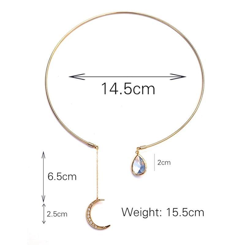 New Modern Creative Moon Pendant Open Choker Elegant Necklace For Ladies Elegant Crystal Cuff Collar Luxury Necklace Statement Party Fashion Jewelry