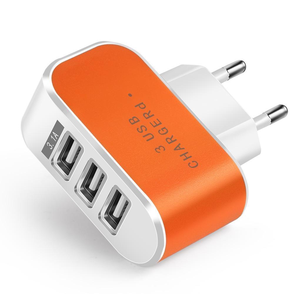 3 Ports USB Charger 5V 2A USB Wall Power Adapter EU Charger Quick Charging Ideal Phone Charger