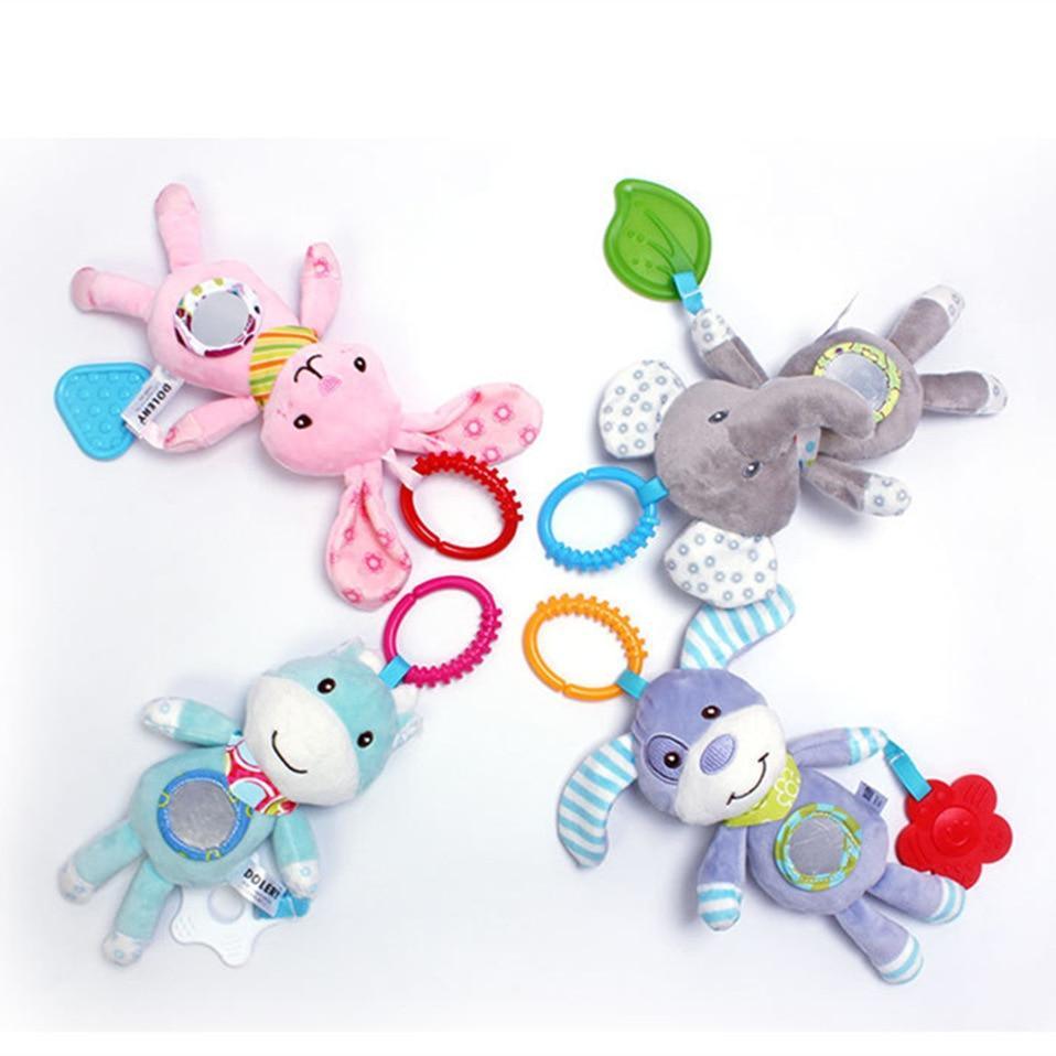 Modern Baby Rattles Stroller Hanging Soft Toy Mobile Cute Animal Doll Elephant Rabbit Dog Baby Crib Hanging Bell Toys For Kids and Baby