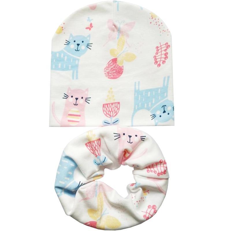 Modern Cartoon Cotton Baby Hat Winter Baby Girls Hat Newborn Boys Hats Kids Cap Scarf Set Children Beanies For Kids With Scarf