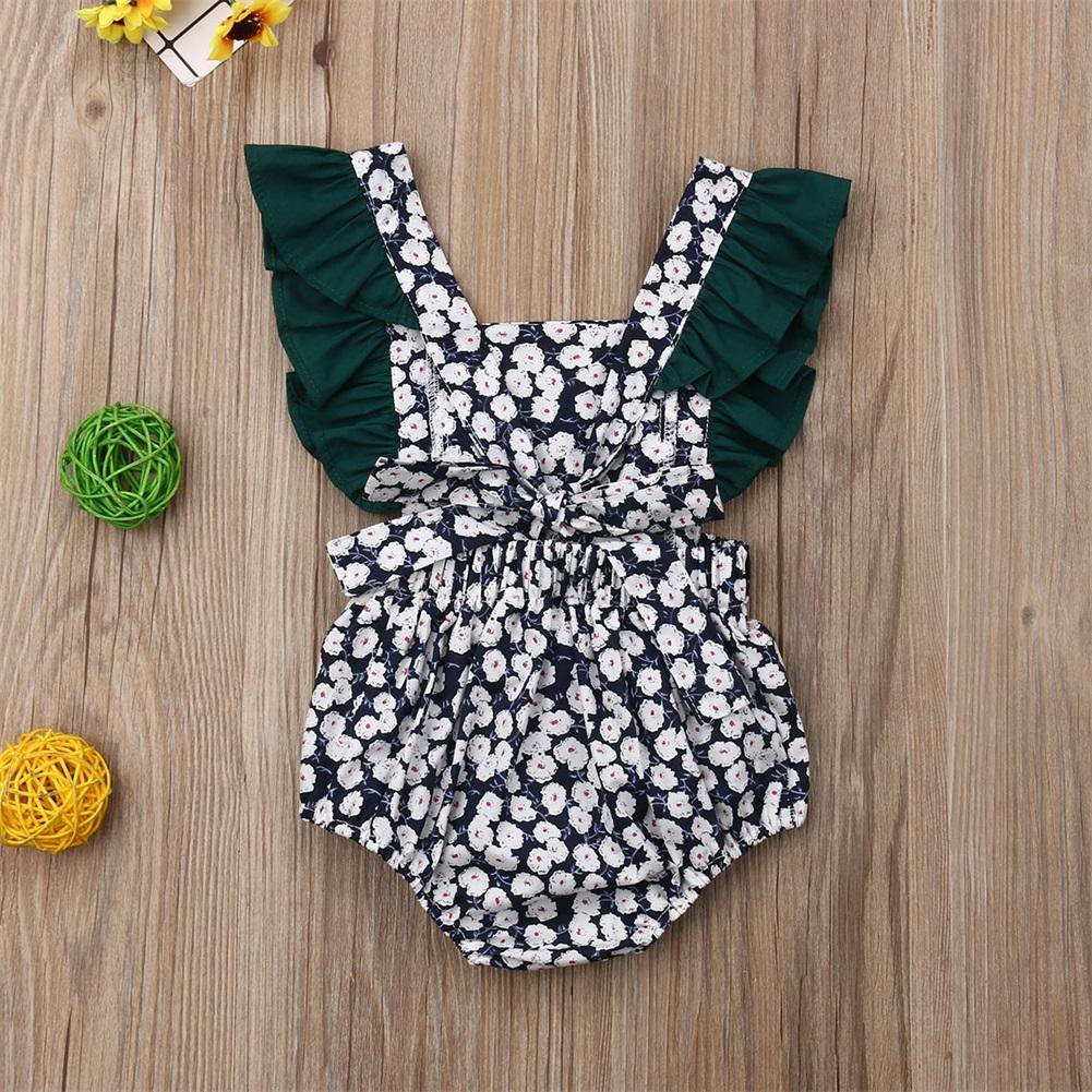 Luxury Modern Toddler Baby Girls Ruffles Romper Infant Newborn Baby Bow Jumpsuit Summer Flower Baby Girls Clothes Baby Costumes