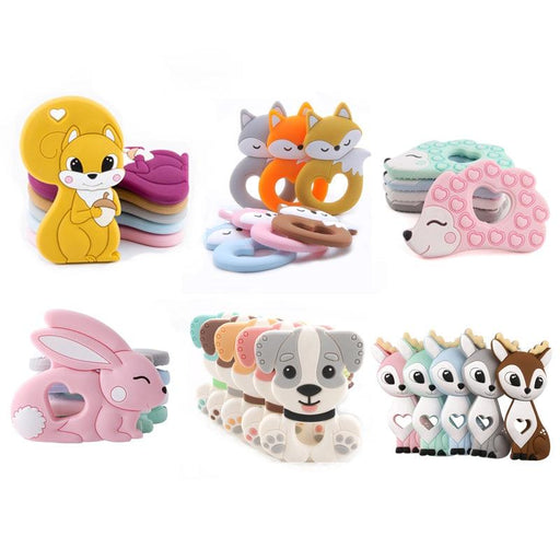 BPA Free Food Grade Silicone Teethers Cartoon Animals Shape Pacifier Clips, Accessories Baby Teething 1pc