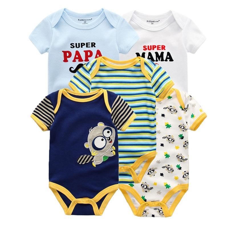 5 PC Baby Summer High Quality Striped Rompers Jumpsuit For Boy & Girls Comfortable Clothes