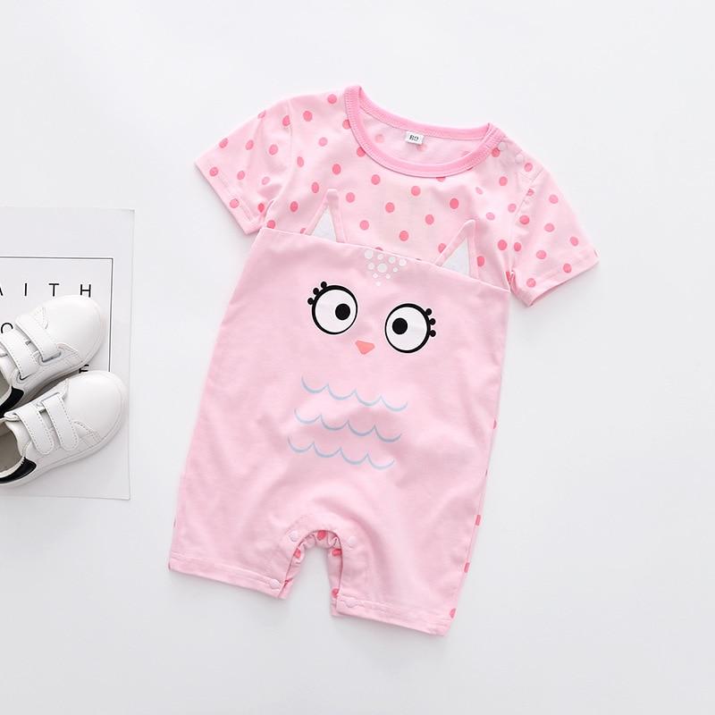 Modern Interesting Newborn Baby Boy and Girl Cartoon Animal Printed Short Sleeve Romper Jumpsuit For Kids