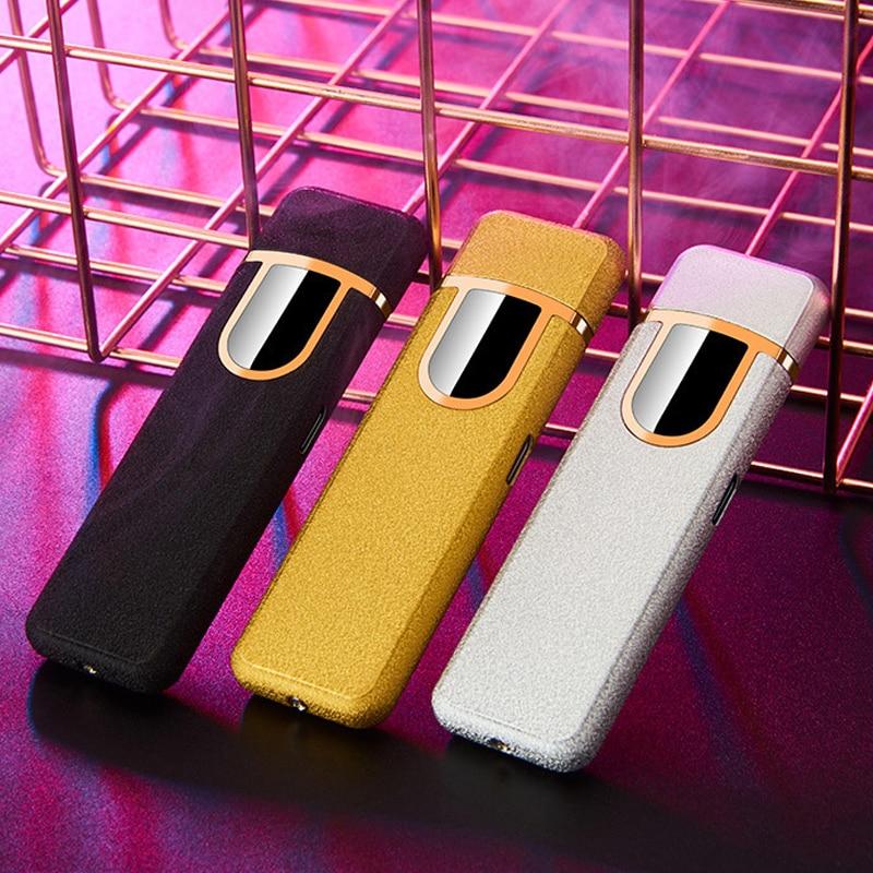 Luxury Modern USB Charging Electronic Lighter Windproof Slim Man Colorful Cigarette Lighter WIth Touch Sensor And Dragon Gravure Excellent for Gift