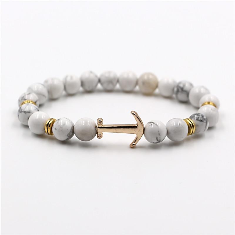 Modern Color Natural Stone Amazing Anchor Elegant Bracelet Nice Arrow White Black Onyx Lava Beads Luxury Bracelets For Women And Men Jewelry