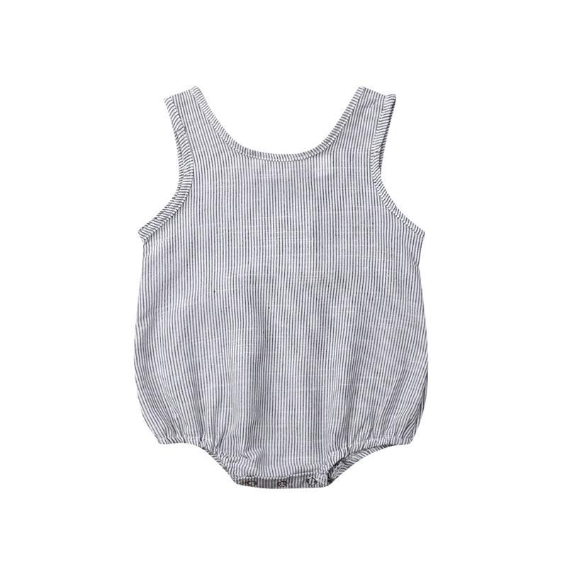 Newborn Baby Girl Boy Clothes Cotton Linen Sleeveless Button Bodysuit Outfits Set Jumpsuit Romper