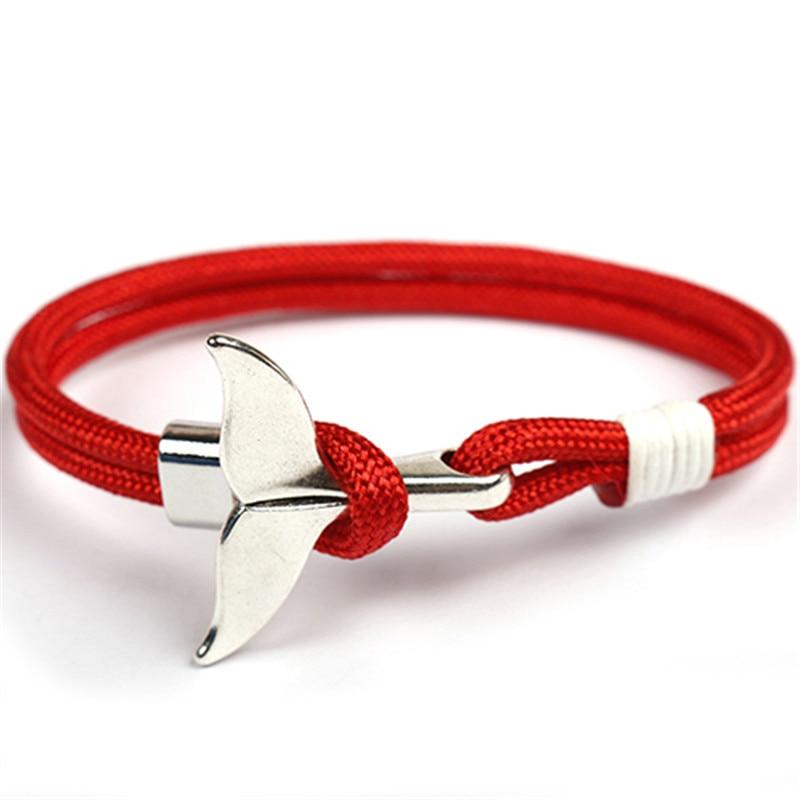 Fashion Whale Tail  Bracelets For Men And Women Charm  Survival Rope Chain  Bracelet Male Wrap Metal Hooks