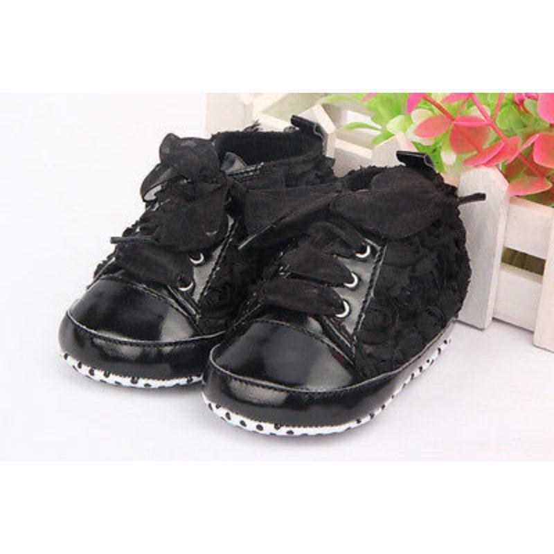 Baby Girl PU Leather Shoes Non-slip Lace Floral Embroidered Soft Shoes Toddler Kids Shoes