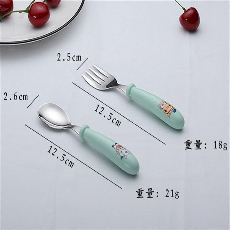 Baby Gadgets Tableware Set Children Utensil Stainless Steel Toddler Dinnerware Cutlery Cartoon Infant Food Feeding Spoon and Fork