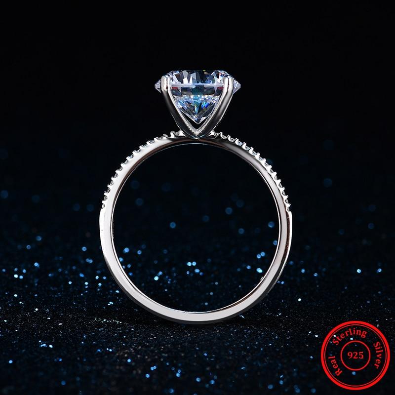 Classic Luxury Real Solid 925 Sterling Silver Ring  10 Hearts Arrows Zircon Luxury Wedding Jewelry Rings Engagement For Women