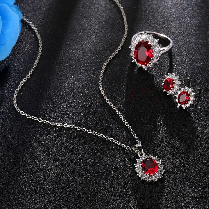 Luxury Elegant Juwelery Set For Ladies IN Blue Crystal Stone Wedding Jewelry Style  For Brides Silver Color Necklace Set For Women