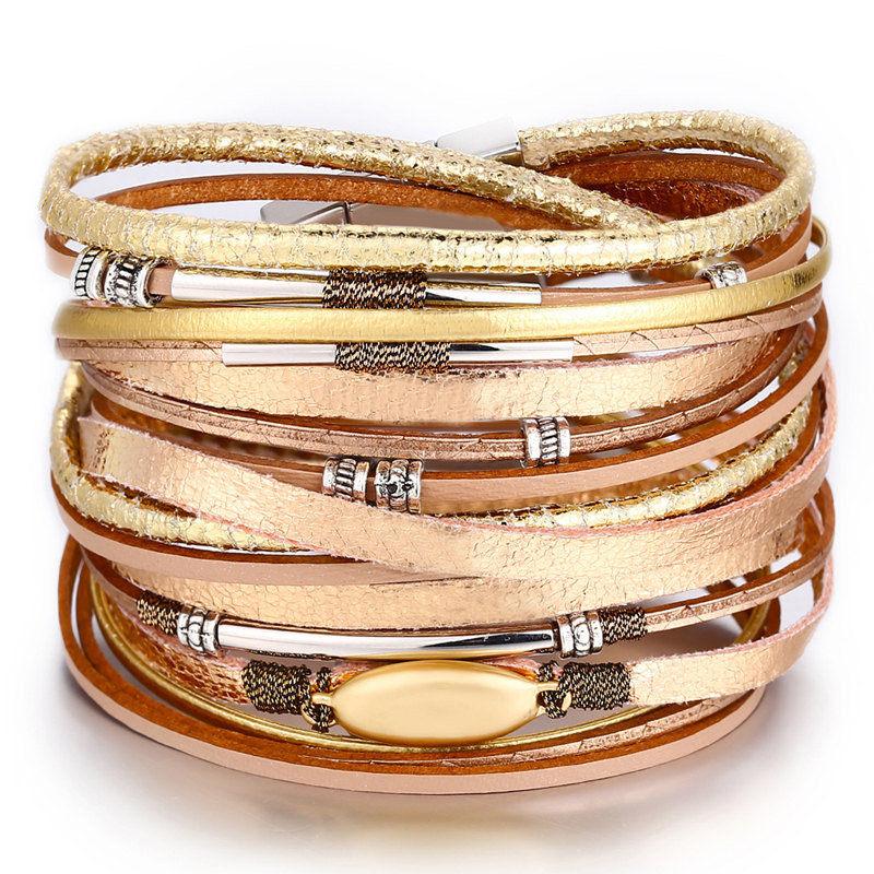 Legendary Amazing New Modern Fashion Pearl Elegant Multi-Layer Leather Handmade Bracelet Bangle Luxury For Woman