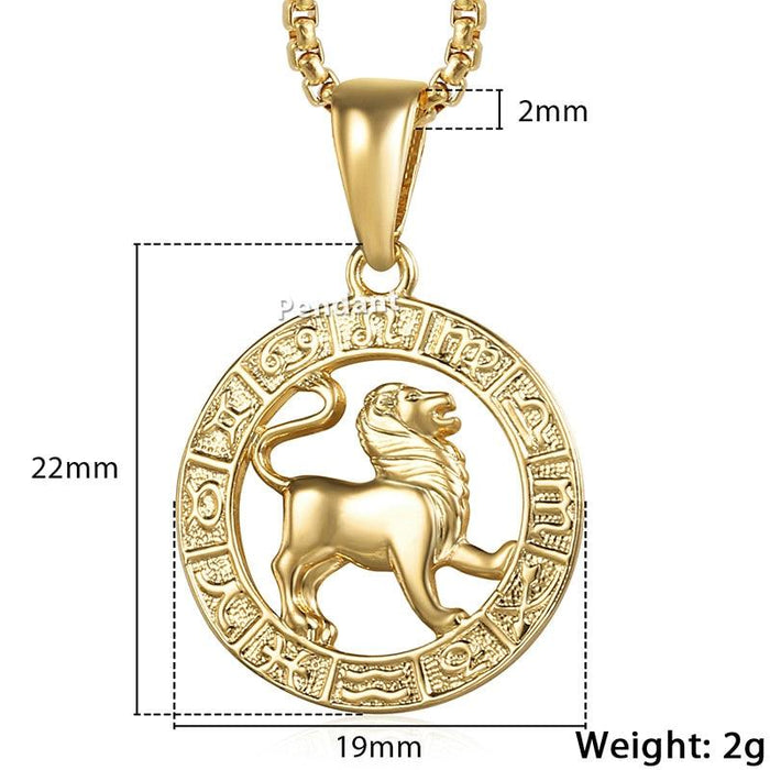 Luxury Gold Men and  Women Zodiac Medalon Necklace Symbol Cool Jewelry Gift