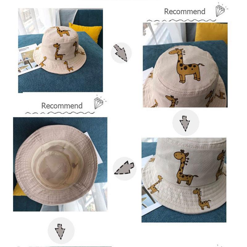 Modern Children's Bucket Hats Cartoon giraffe Sun Hat Girls Boys Outdoor Beach Hat Camping Fishing Cap For Girls and Boys