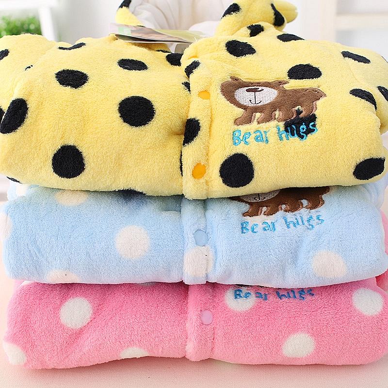 Modern Winter Baby  Bear Animal Costume Hooded Romper Warm Flannel Plush Jumpsuit For Girls and Boys