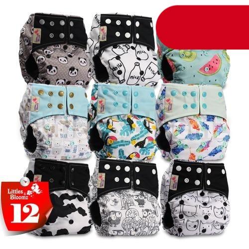 Modern 9/6PCS Set Bamboo Charcoal Washable Real Cloth Pocket NappiesFor Baby Boys and Girls Diaper Set In Modern Design