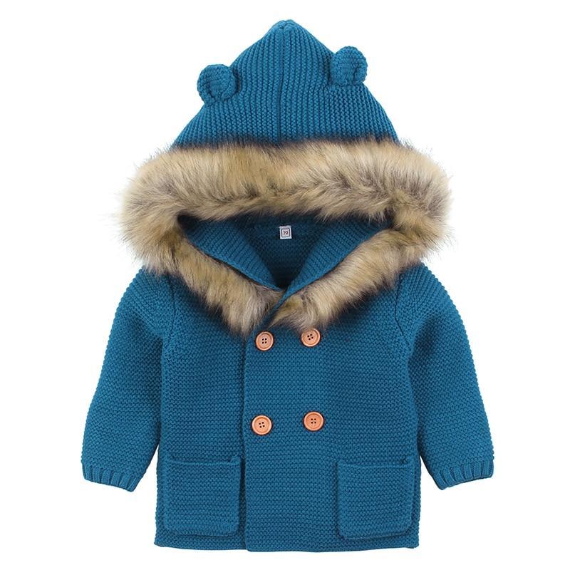 Winter Fashionable Sweaters For Baby Cardigans Autumn Hooded Newborn Knitted Jackets Cartoon Bear Children Long Sleeve Clothing