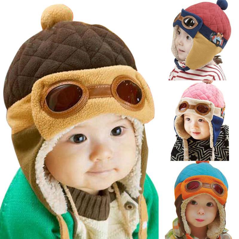 Modern Pilot Winter Warm Baby Hats Infant Toddlers Boys Girls Pilot Caps Ear flap Hat For Boys