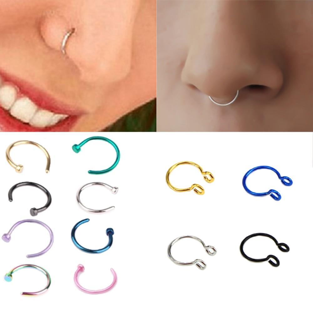 Luxury U Shaped Fake Nose Ring Hoop Septum Stainless Steel Nose Piercing Jewelry For Woman