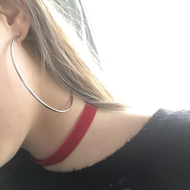Big Circle Gold and Silver Luxury Woman 40mm 60mm 70mm 80mm Exaggerate Big Smooth Circle Hoop Earrings In Elegant Style