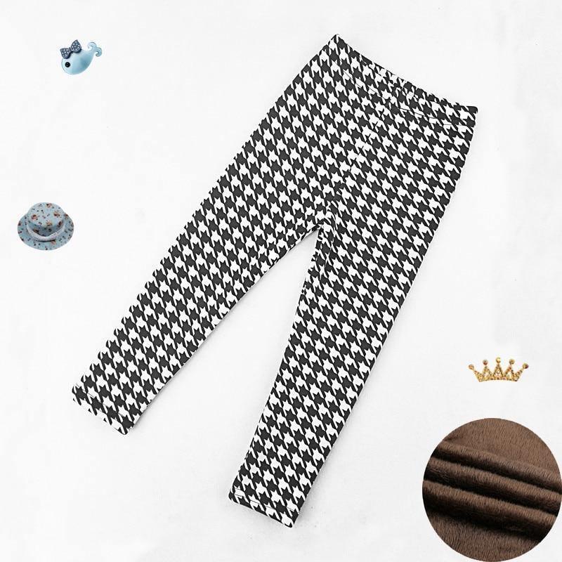 Baby Girls Leggings Thick Warm Dot Pants Kid Girl Leopard Plus Pants Children Vintage Flowers Trousers For Girls Kids