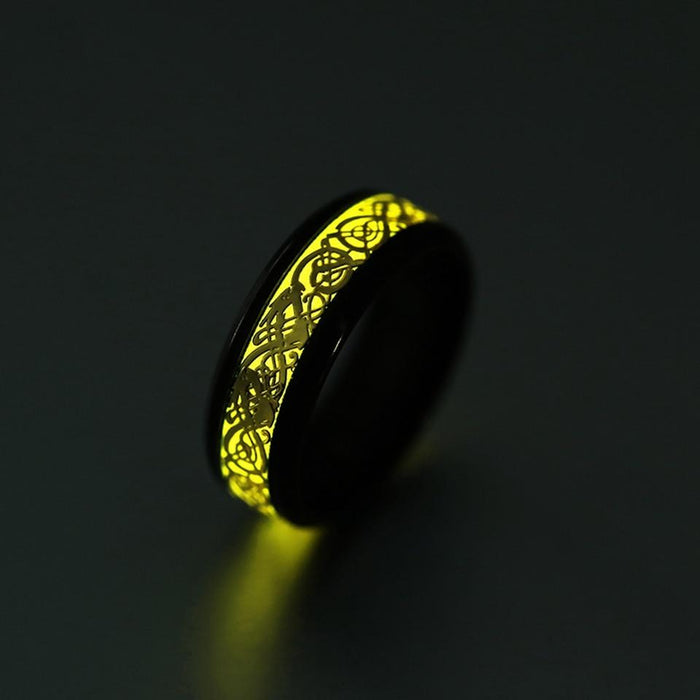 Yellow Glowing Luminous Dragon Rings For Men In Stainless Steel Glow Stley in the Dark Fluflorescent Ring Women Wedding Fashion Jewelry Style